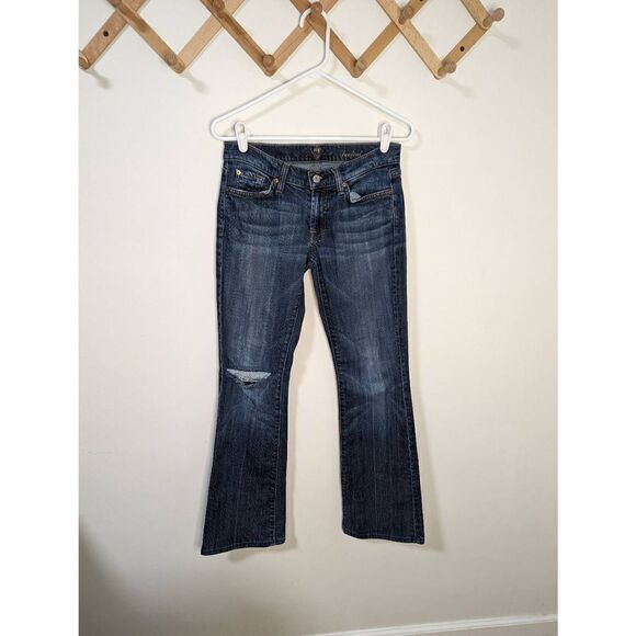 7 For All Mankind Bootcut Low Rise Distressed Jeans - Size 27 - Picture 1 of 9